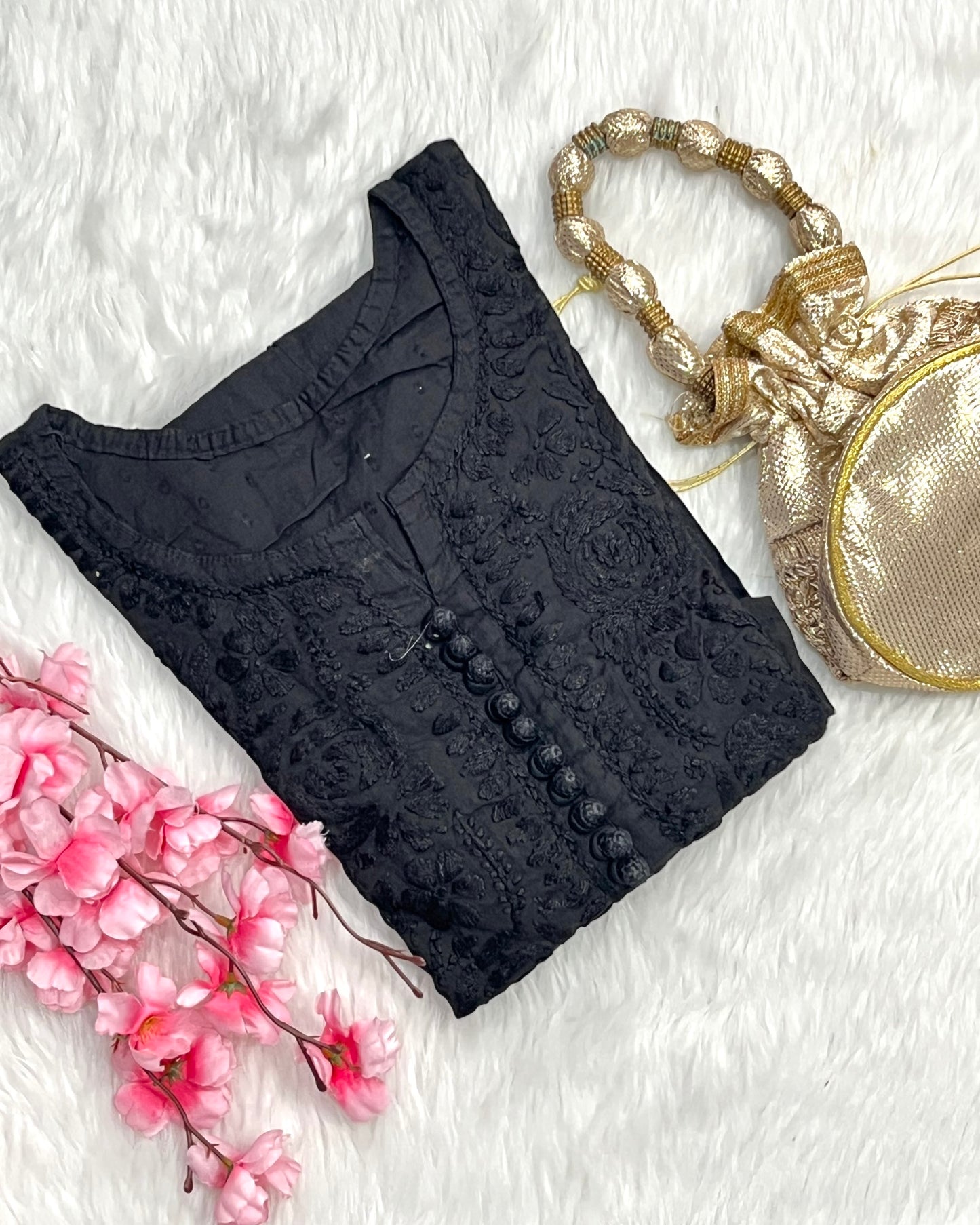 Zainab Dobby Long Chikankari Handwork Kurtis