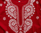Cotton Long Straight Kurti Flower Curve Design