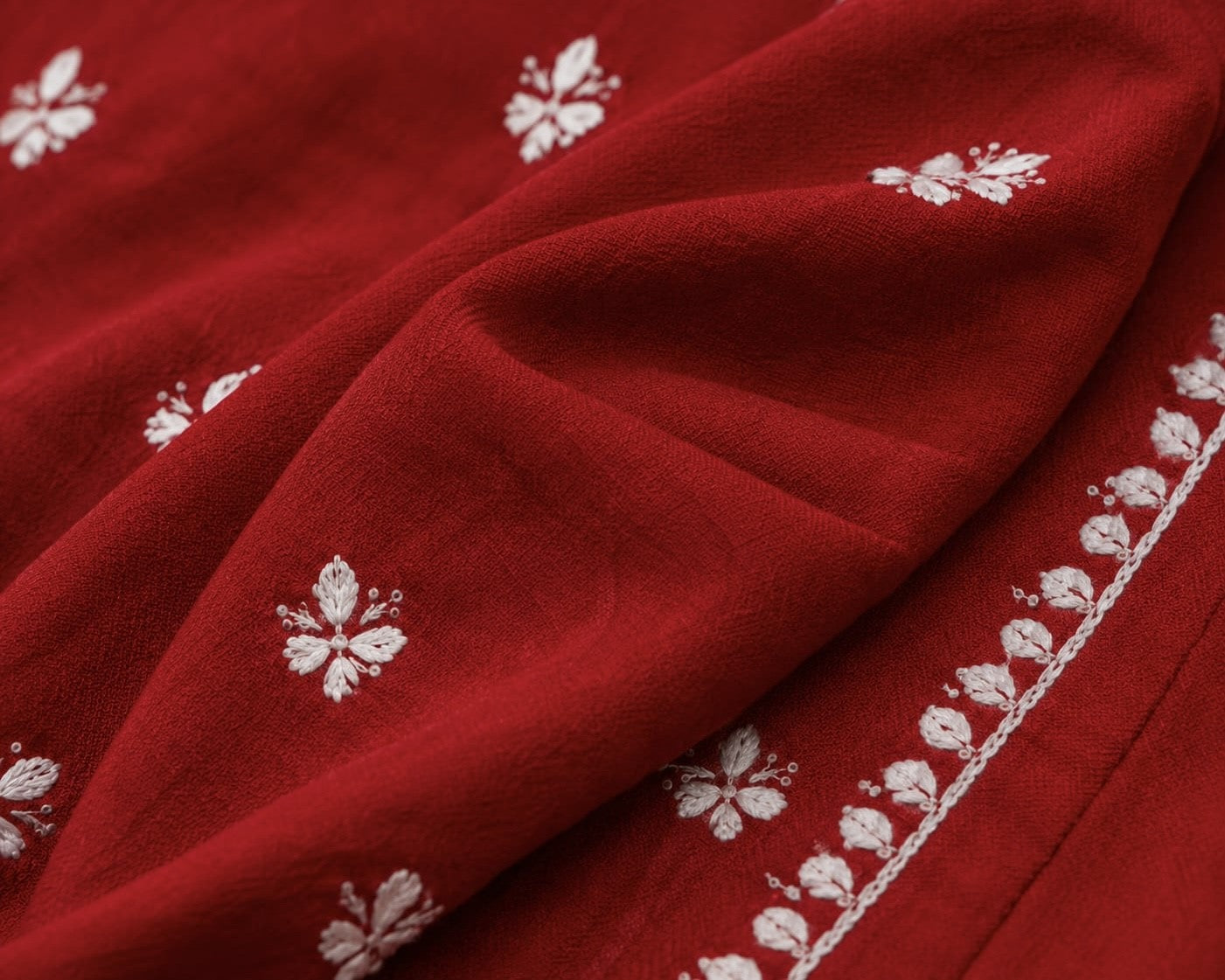 Cotton Long Straight Kurti Flower Curve Design