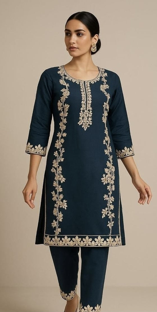 Chanderi Kurta Pant Set