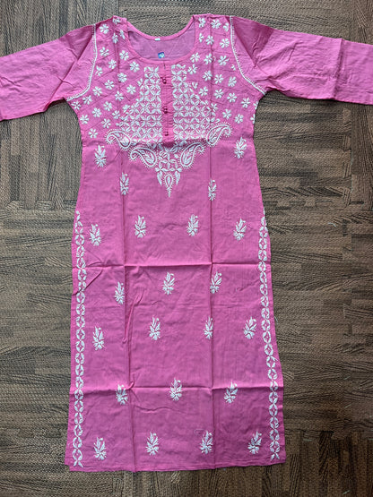 Gulbaz Cotton Chikankari Handwork long straight kurtis --