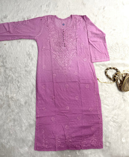 Zainab Dobby Long Chikankari Handwork Kurtis
