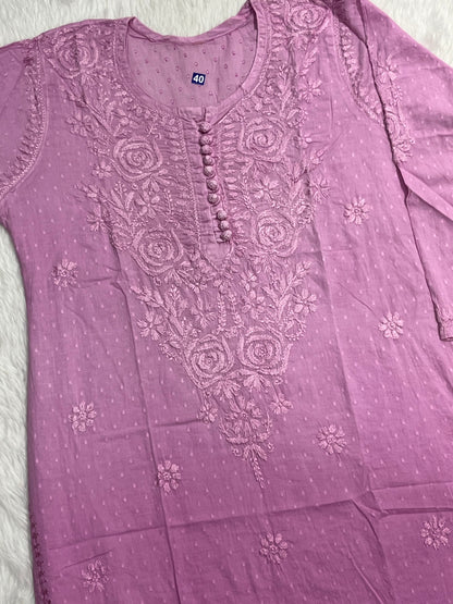 Zainab Dobby Long Chikankari Handwork Kurtis