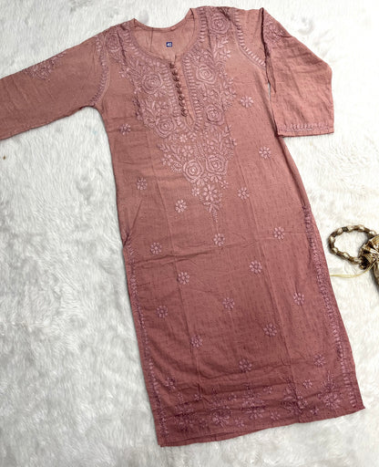 Zainab Dobby Long Chikankari Handwork Kurtis