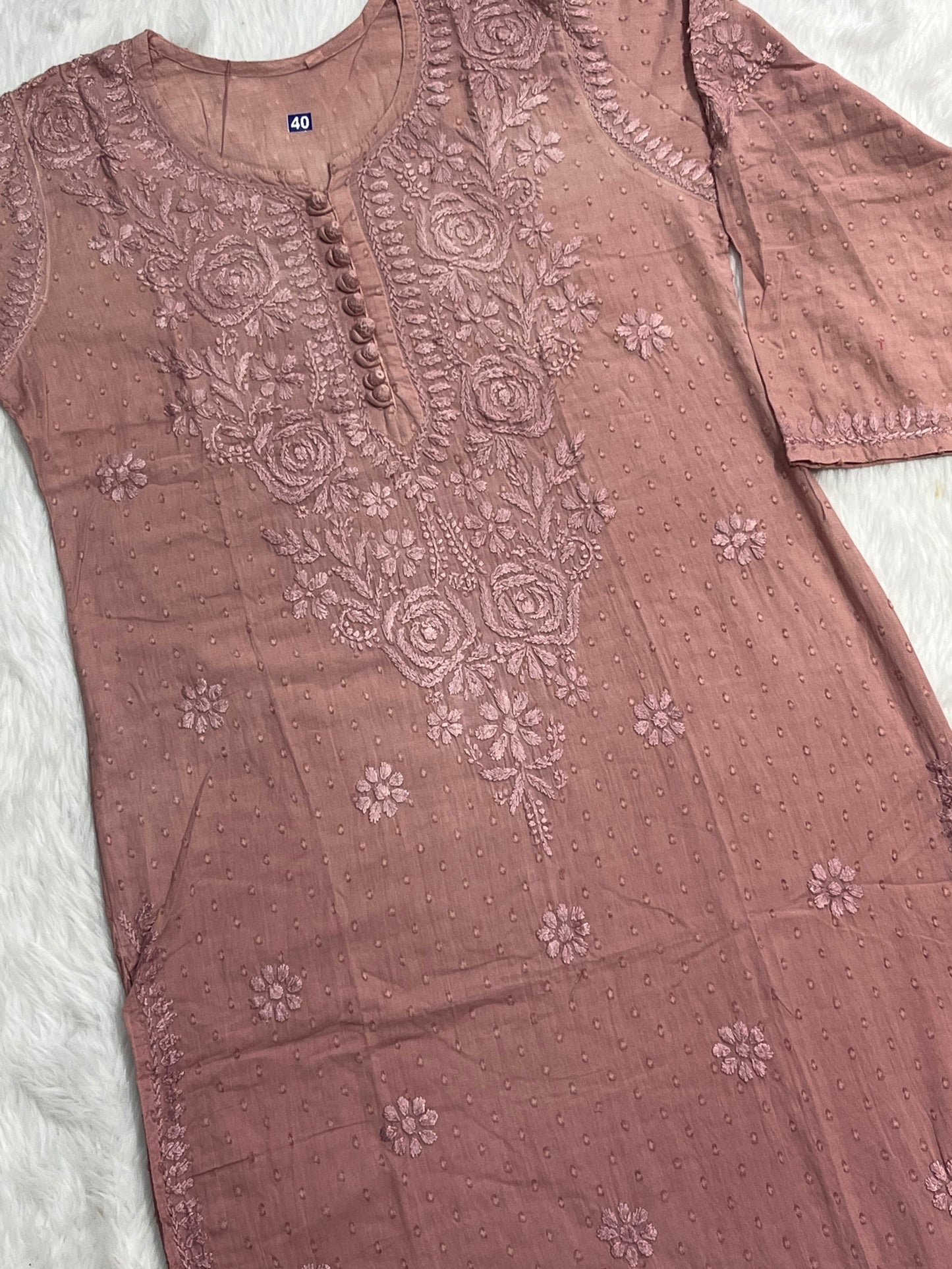 Zainab Dobby Long Chikankari Handwork Kurtis