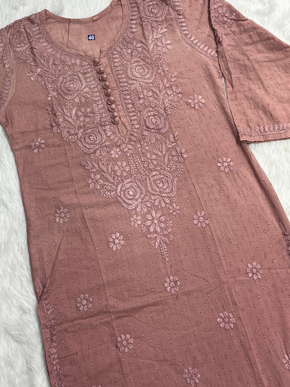 Zainab Dobby Long Chikankari Handwork Kurtis