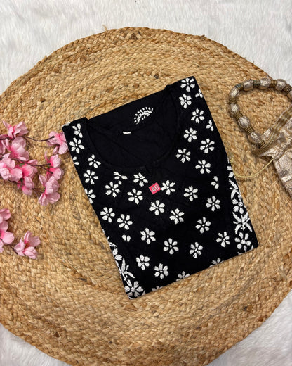 Cotton Long Straight Cross Flower Design
