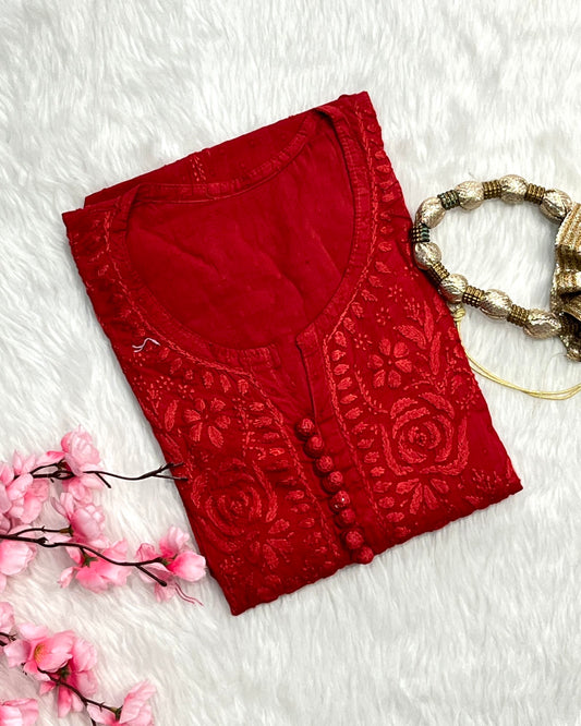 Zainab Dobby Long Chikankari Handwork Kurtis