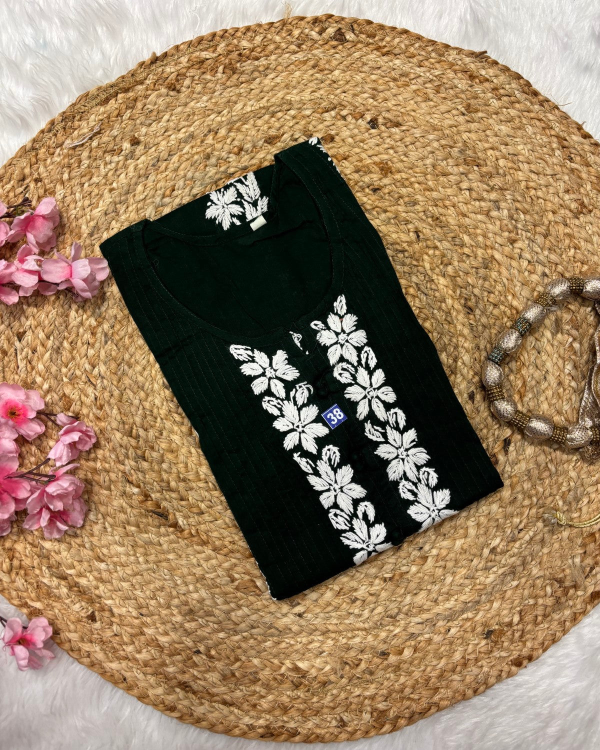 Cotton Long Straight Centre Pintex Design