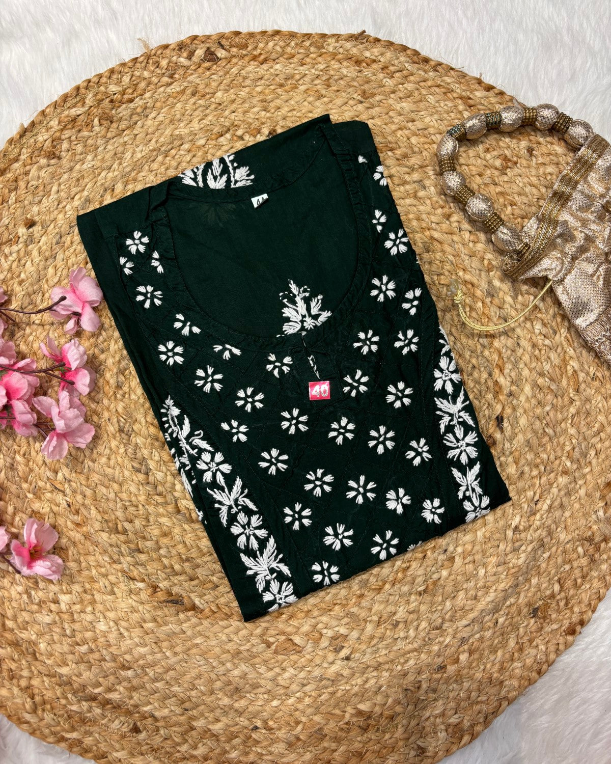 Cotton Long Straight Cross Flower Design