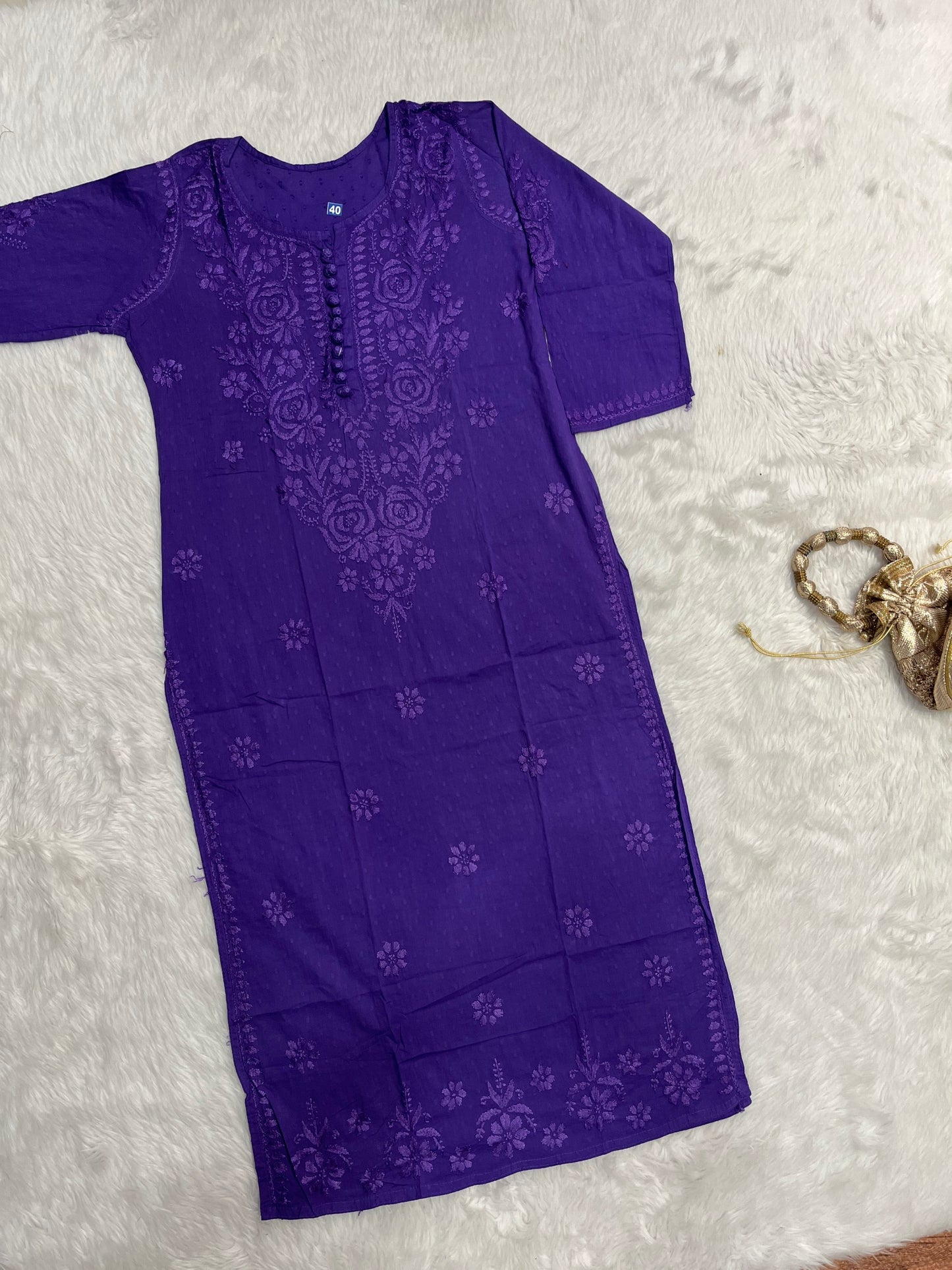 Zainab Dobby Long Chikankari Handwork Kurtis