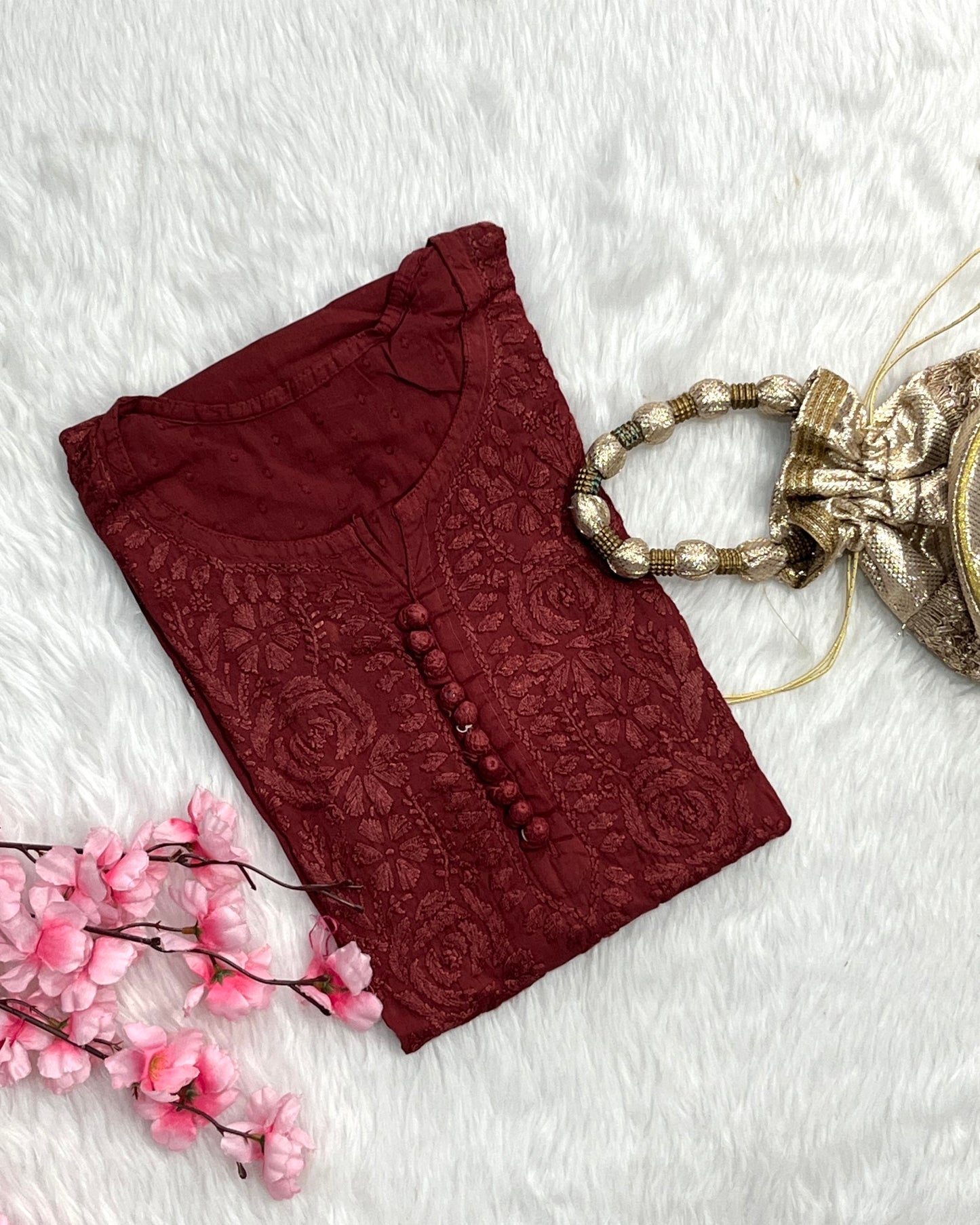 Zainab Dobby Long Chikankari Handwork Kurtis