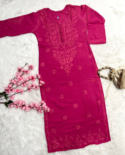 Zainab Dobby Long Chikankari Handwork Kurtis