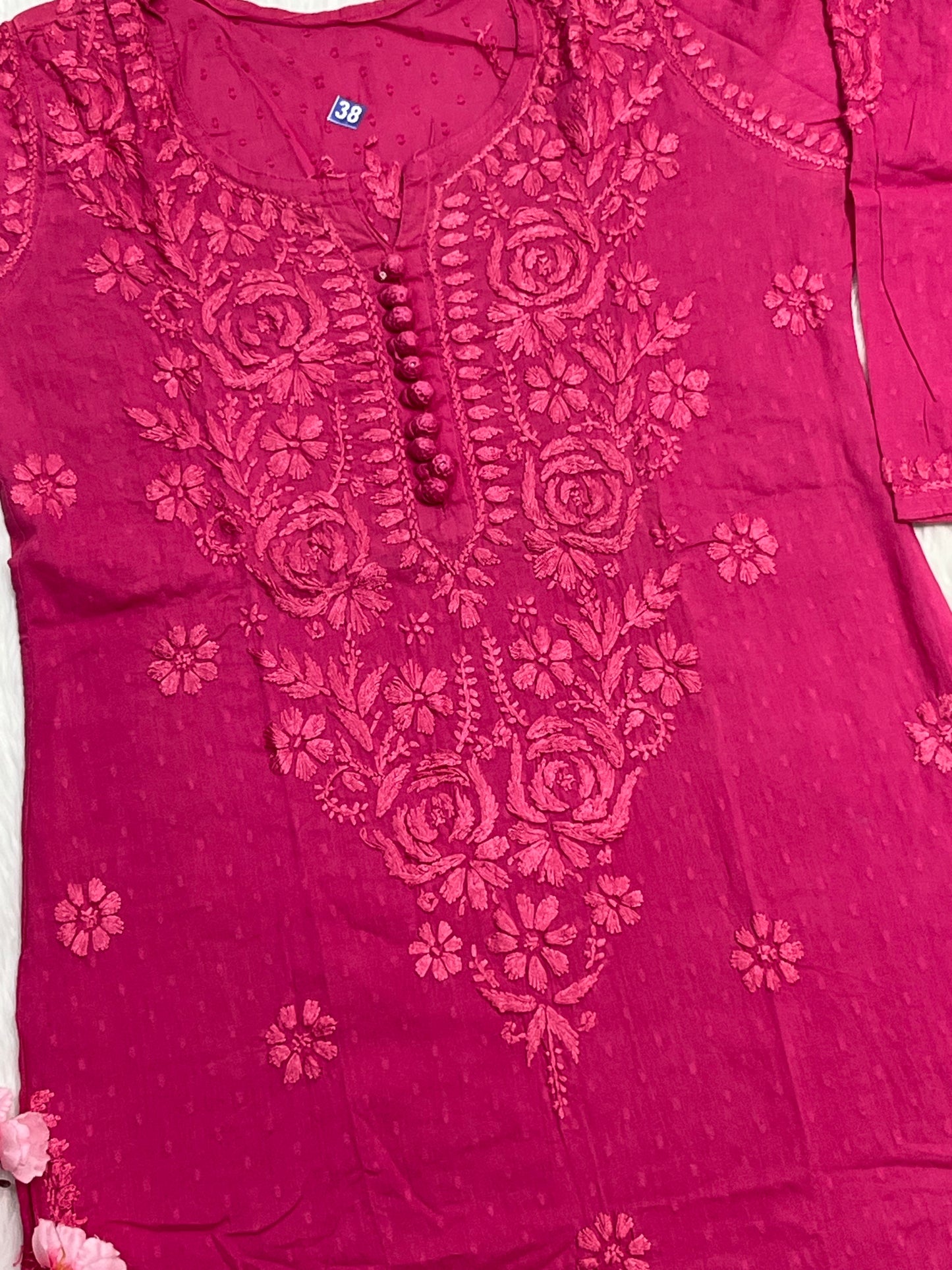Zainab Dobby Long Chikankari Handwork Kurtis