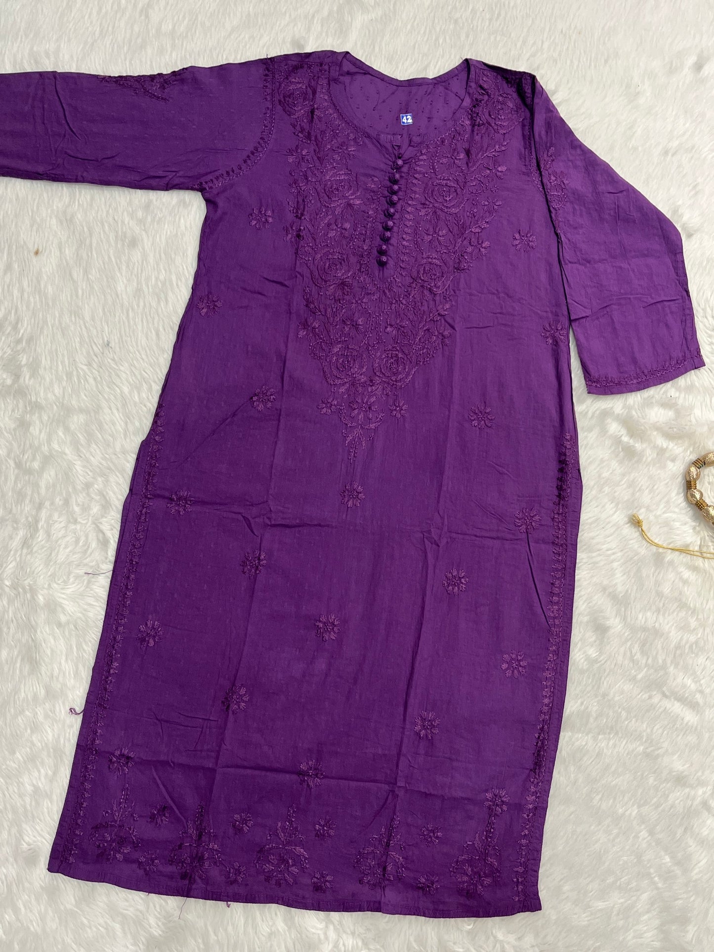 Zainab Dobby Long Chikankari Handwork Kurtis
