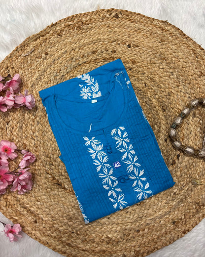 Cotton Long Straight Centre Pintex Design