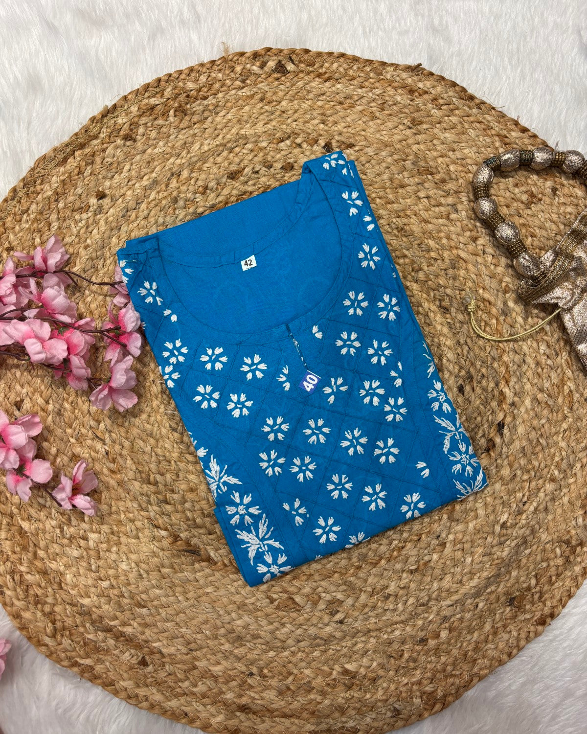 Cotton Long Straight Cross Flower Design