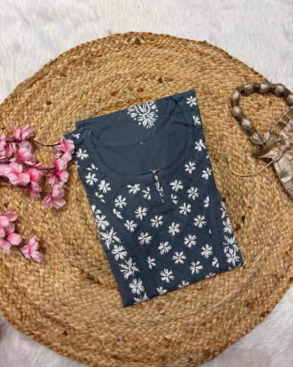 Cotton Long Straight Cross Flower Design