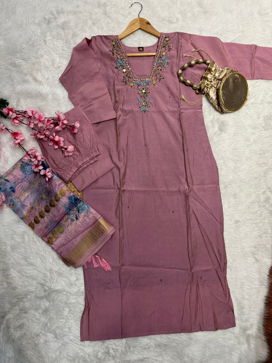 Organza kurta pant dupatta set