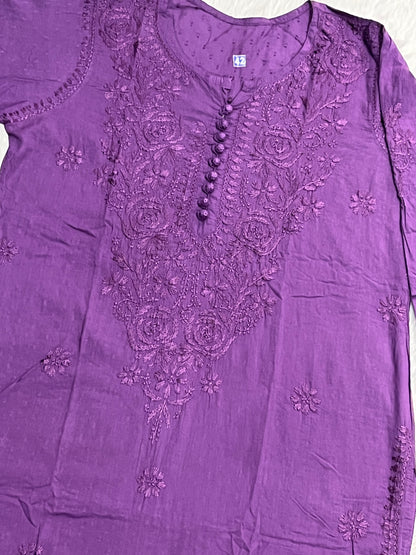 Zainab Dobby Long Chikankari Handwork Kurtis