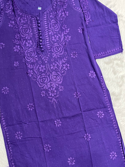 Zainab Dobby Long Chikankari Handwork Kurtis