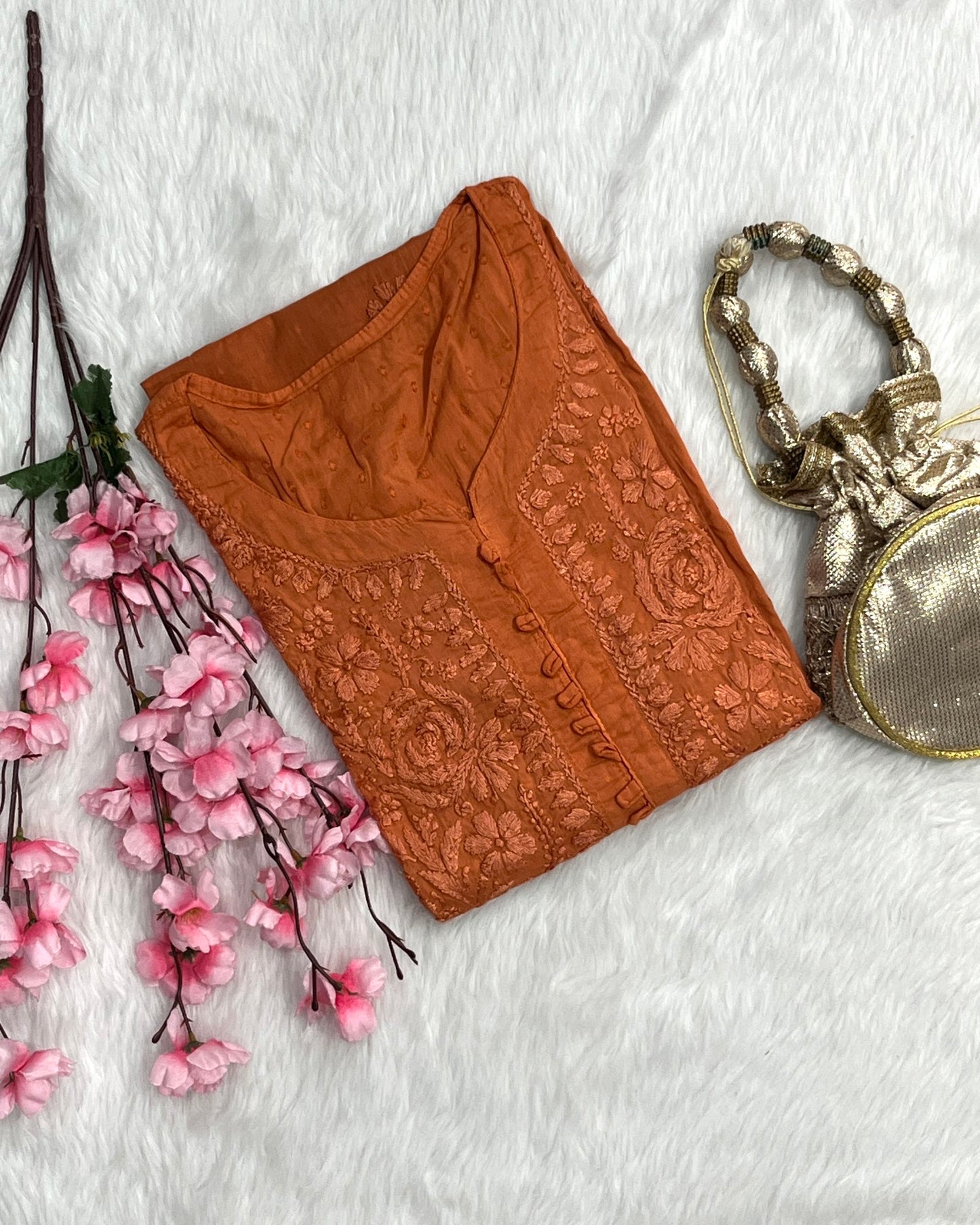 Zainab Dobby Long Chikankari Handwork Kurtis