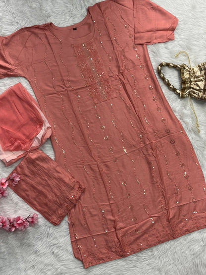 Chanderi Kurta Pant Set