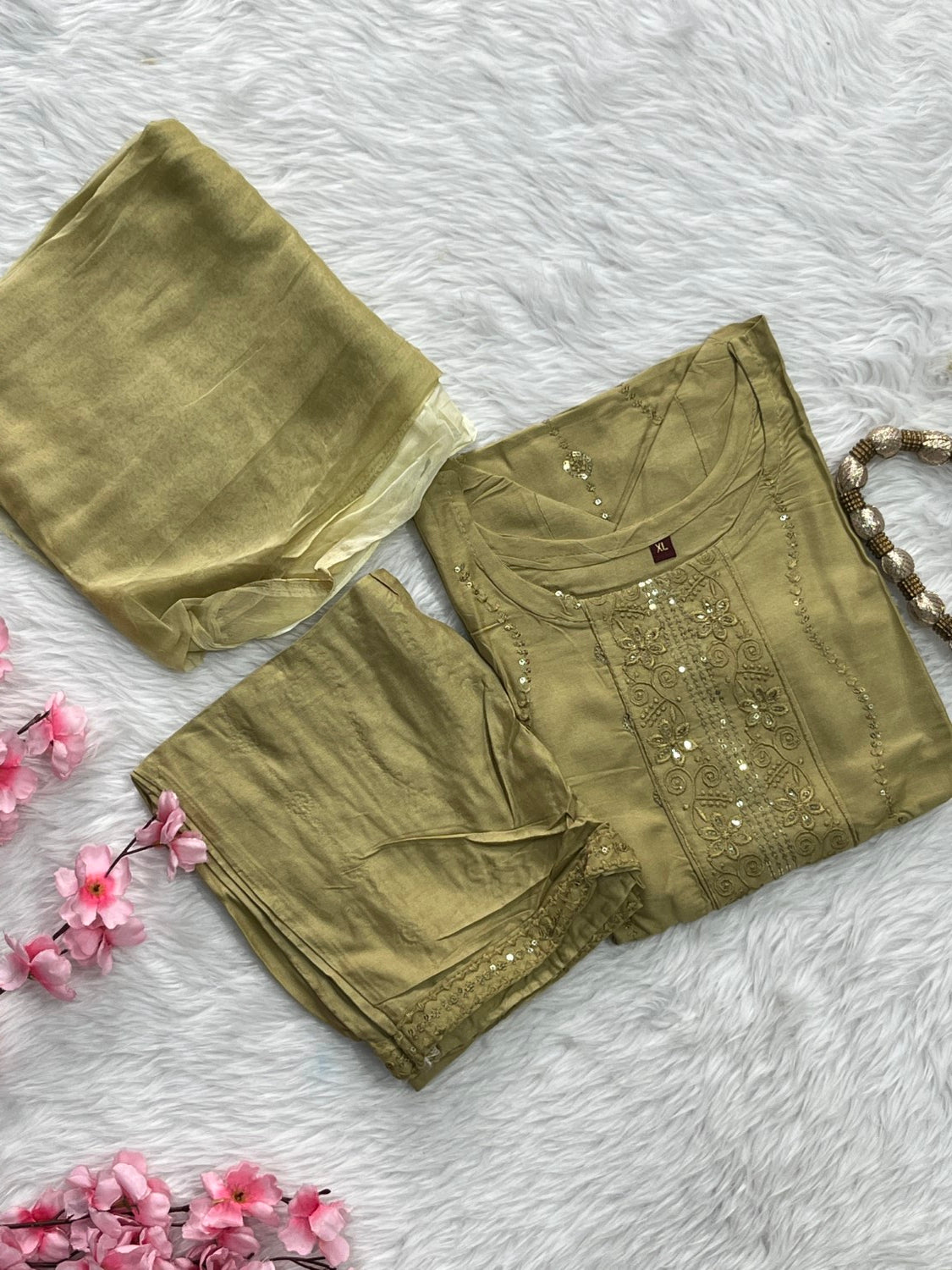 Chanderi Kurta Pant Set