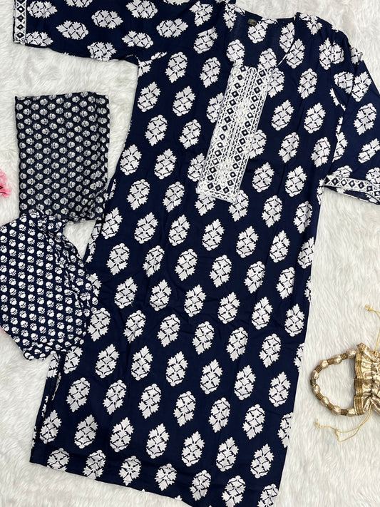 Rayon Kurta Pant Set