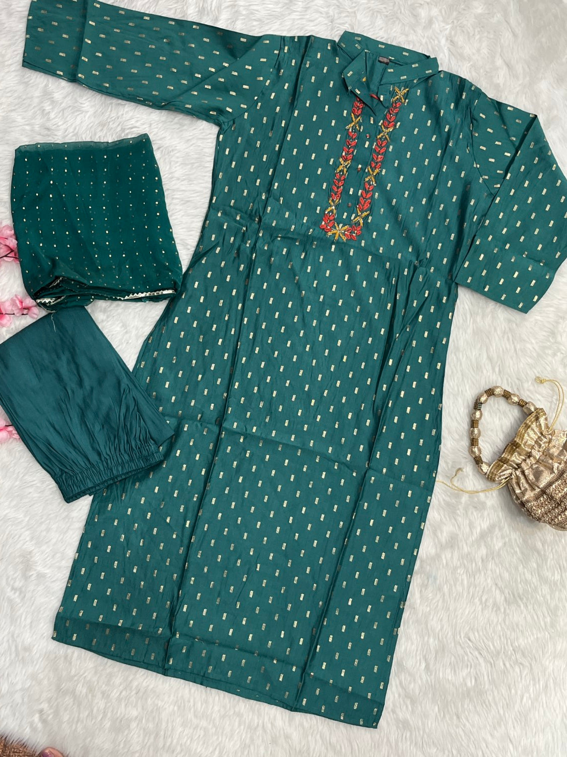 Chanderi Kurta Pant Set