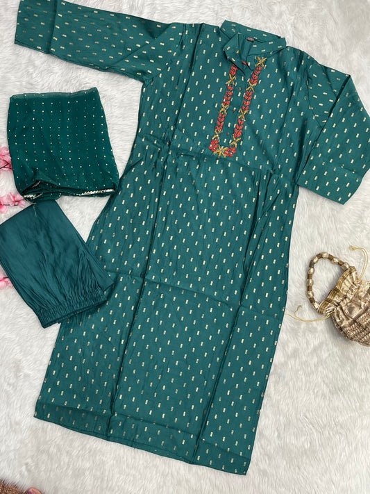 Chanderi Kurta Pant Set