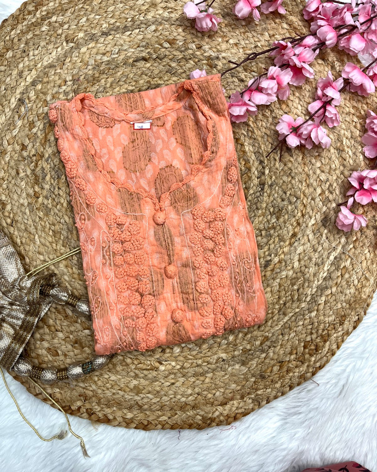 Kimaya Chikankari Handwork plus size Cotton long straight kurtis