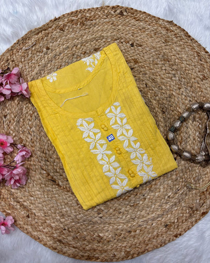 Cotton Long Straight Centre Pintex Design
