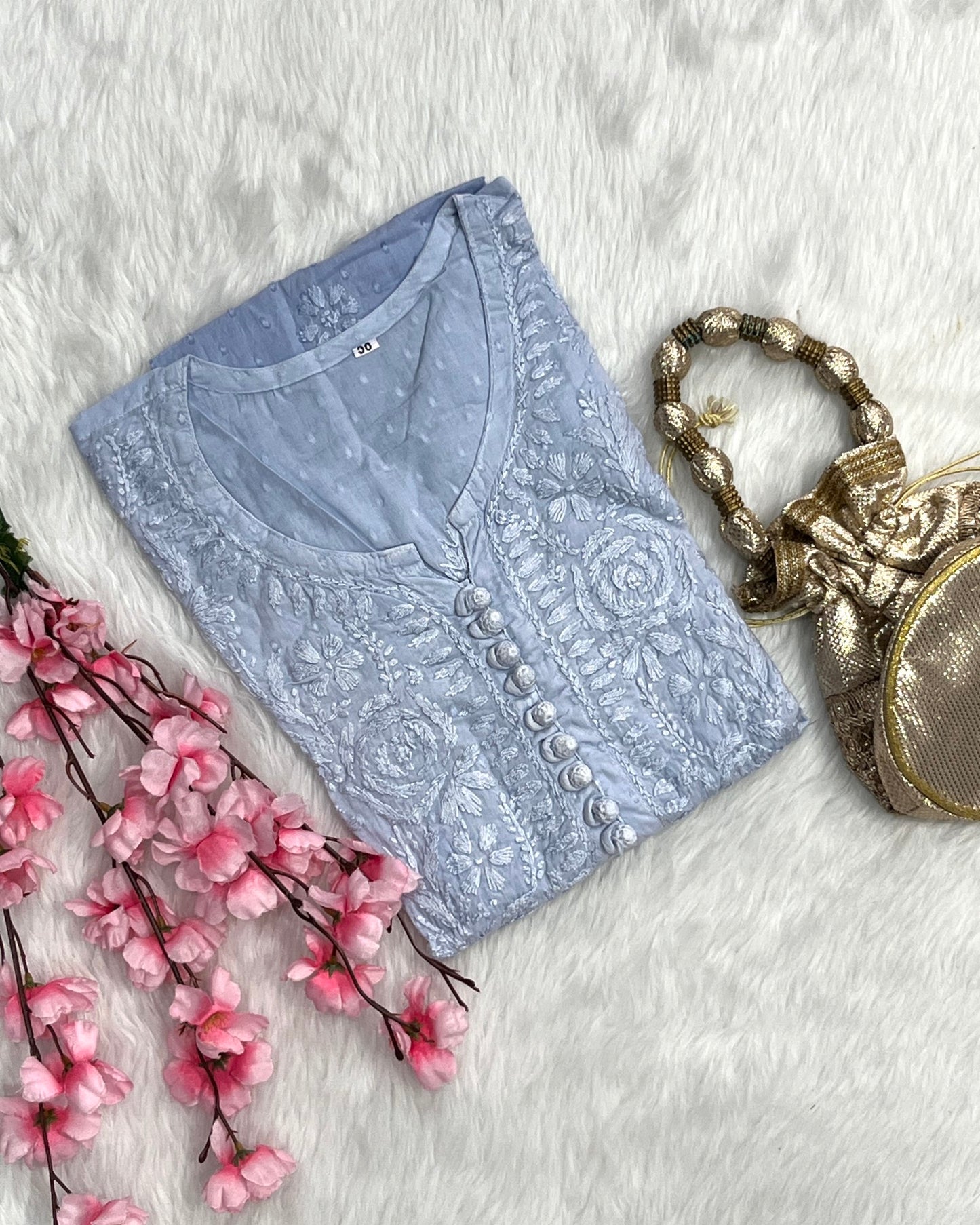 Zainab Dobby Long Chikankari Handwork Kurtis