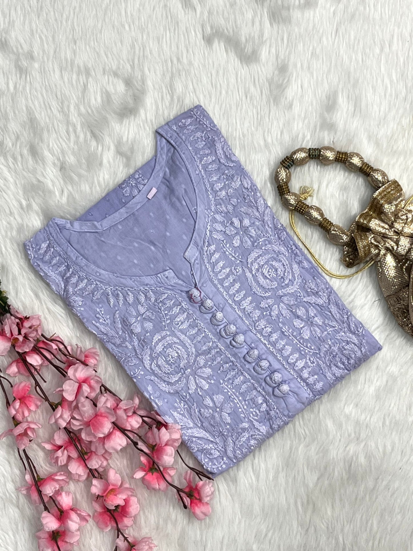Zainab Dobby Long Chikankari Handwork Kurtis