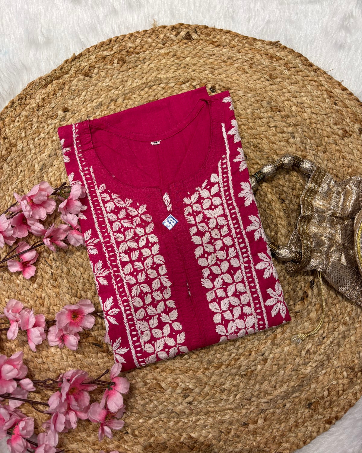 Cotton Long Straight Cross Flower Side Straight Design