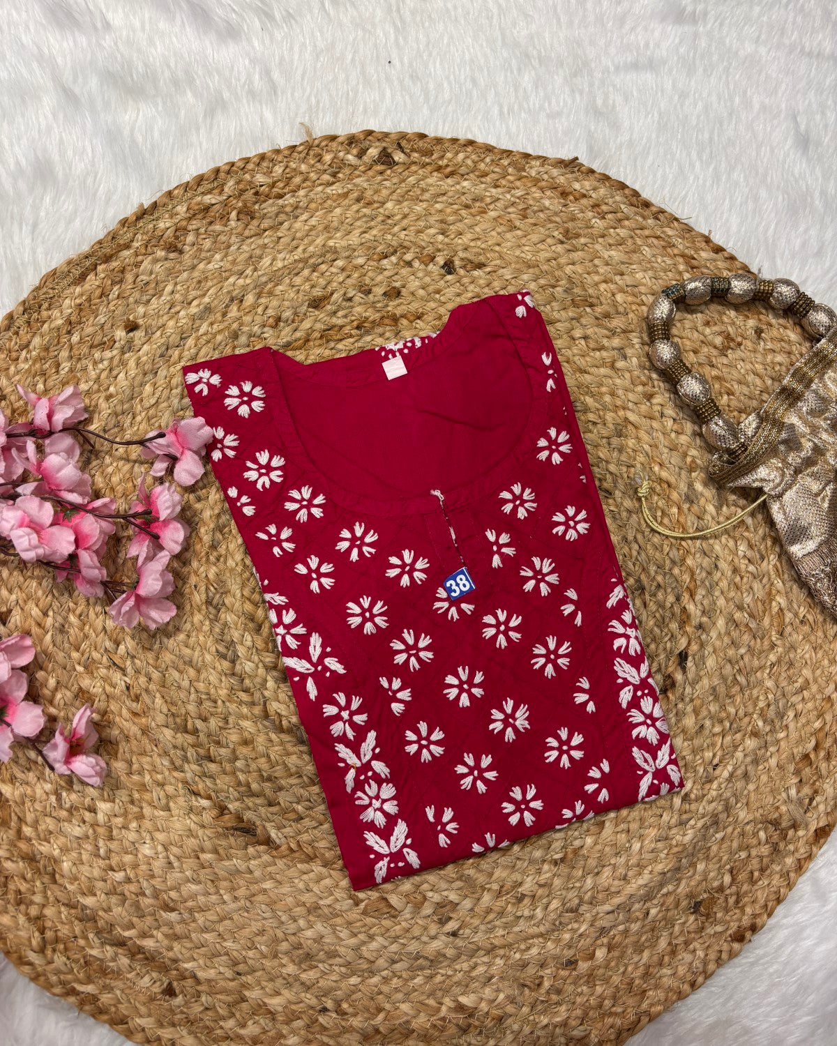 Cotton Long Straight Cross Flower Design