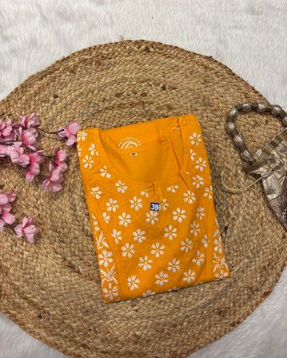 Cotton Long Straight Cross Flower Design