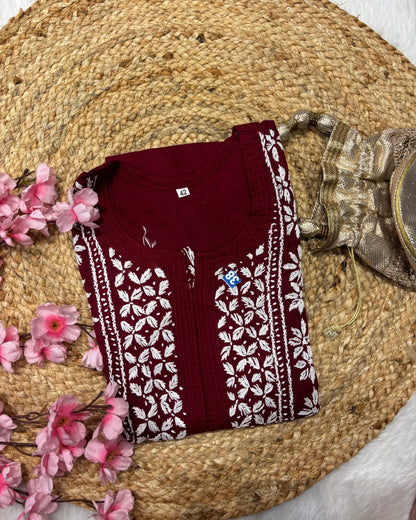 Cotton Long Straight Cross Flower Side Straight Design