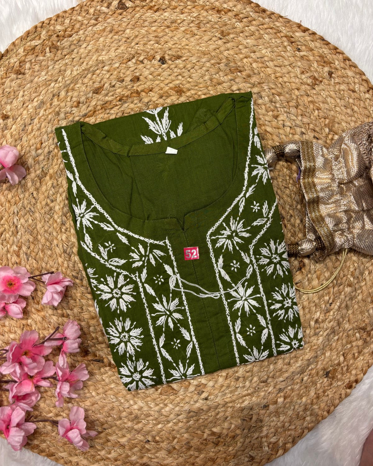 Cotton Long Centre Flower Design