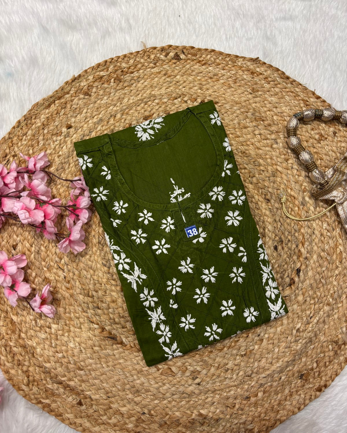 Cotton Long Straight Cross Flower Design