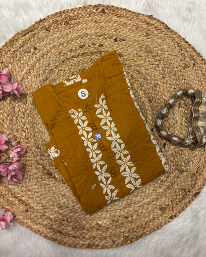 Cotton Long Straight Centre Pintex Design