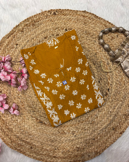 Cotton Long Straight Cross Flower Design