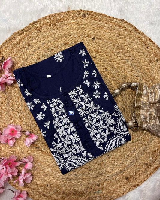 Cotton Long Straight Side Cross Centre Flower Design