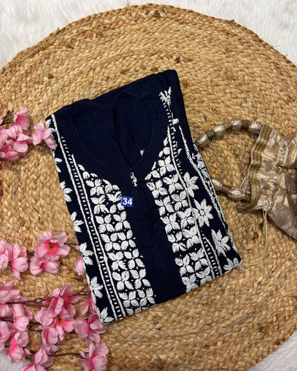 Cotton Long Straight Cross Flower Side Straight Design
