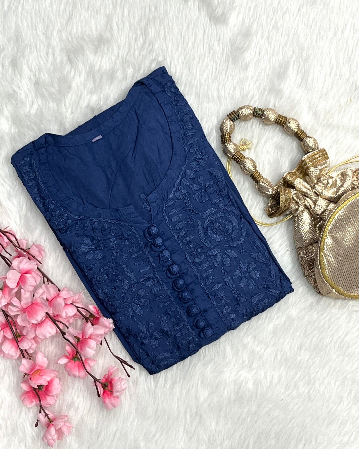 Zainab Dobby Long Chikankari Handwork Kurtis