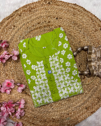 Cotton Long Straight Side Cross Centre Flower Design