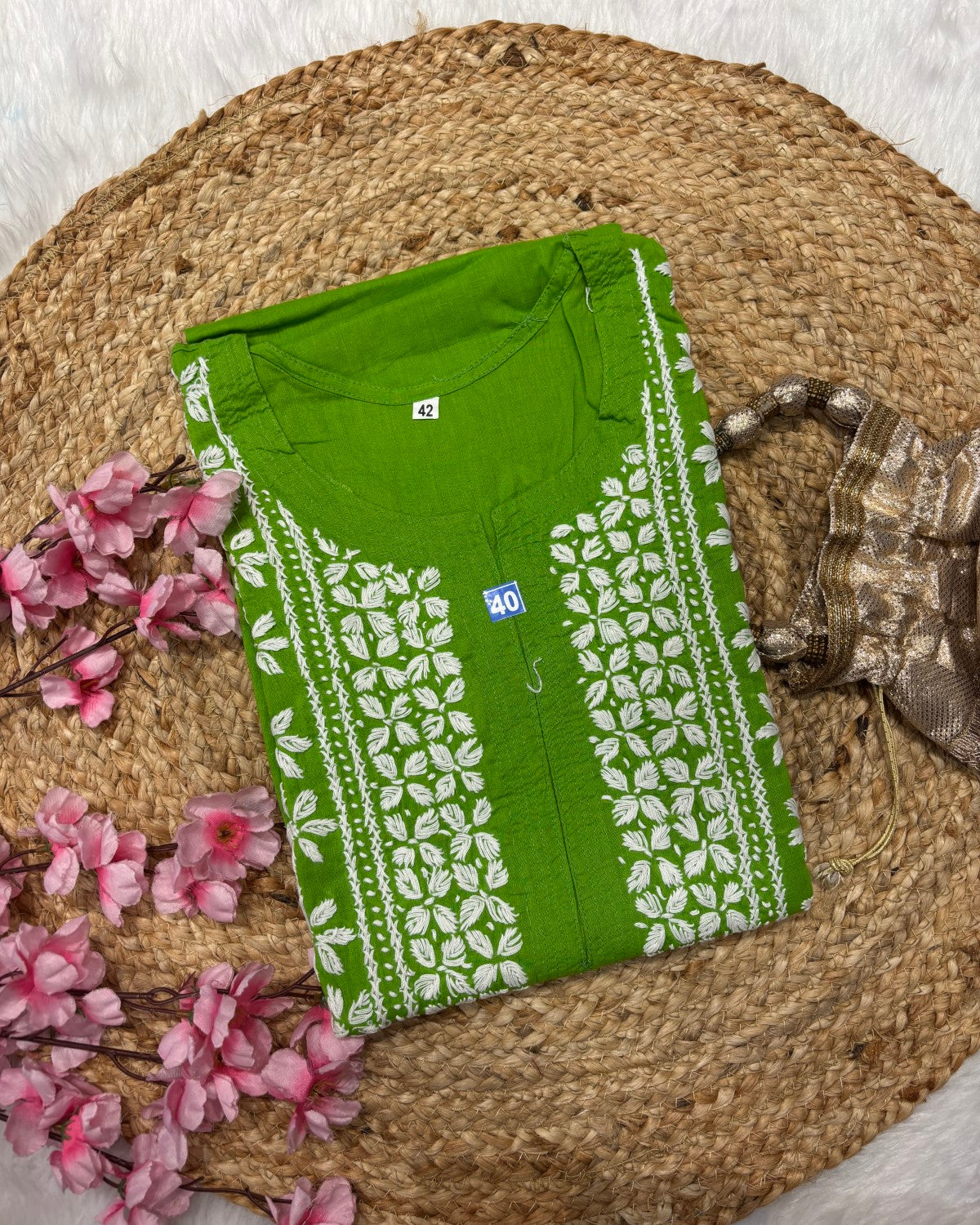 Cotton Long Straight Cross Flower Side Straight Design