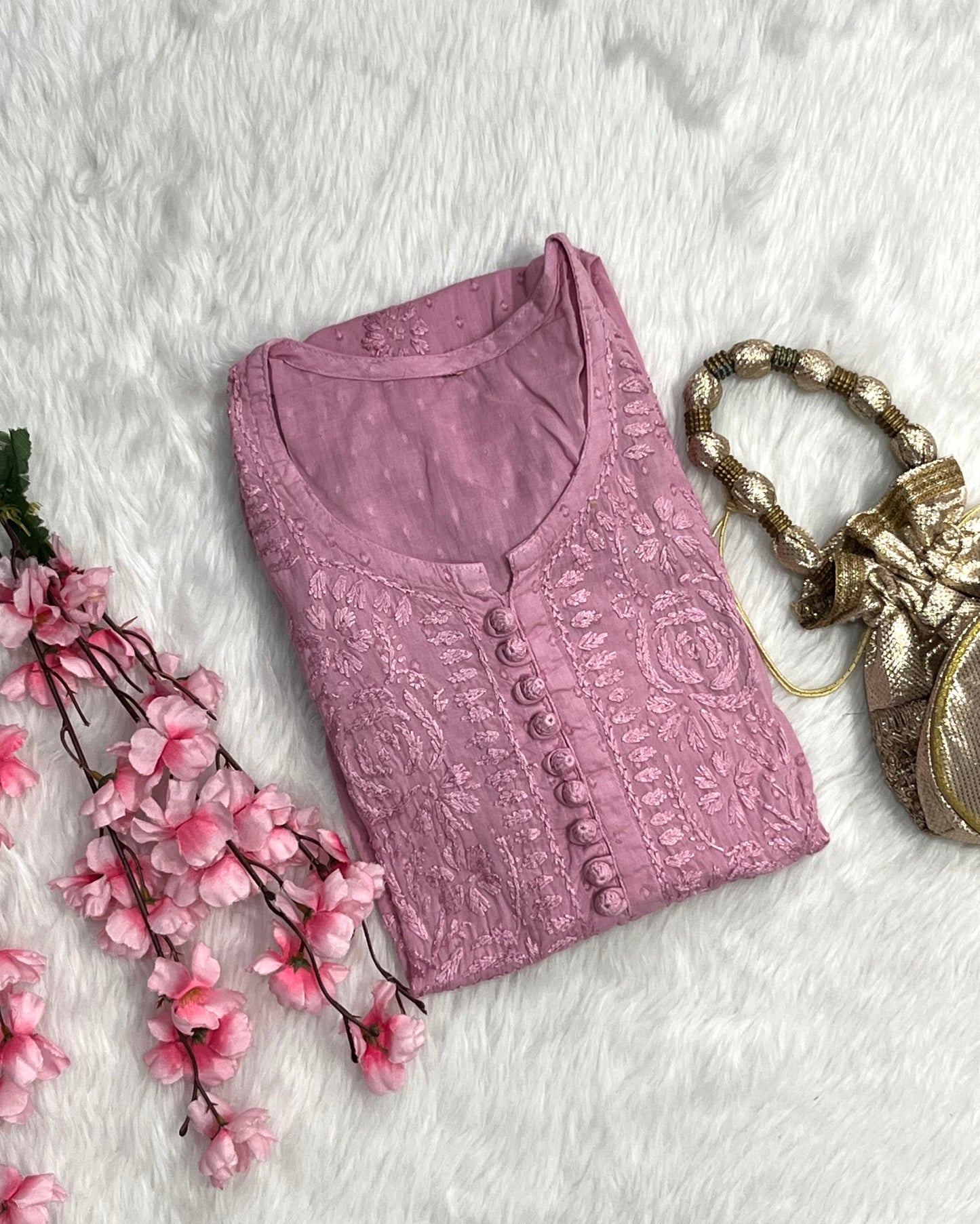Zainab Dobby Long Chikankari Handwork Kurtis