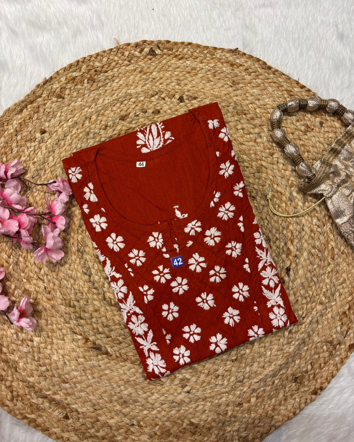Cotton Long Straight Cross Flower Design